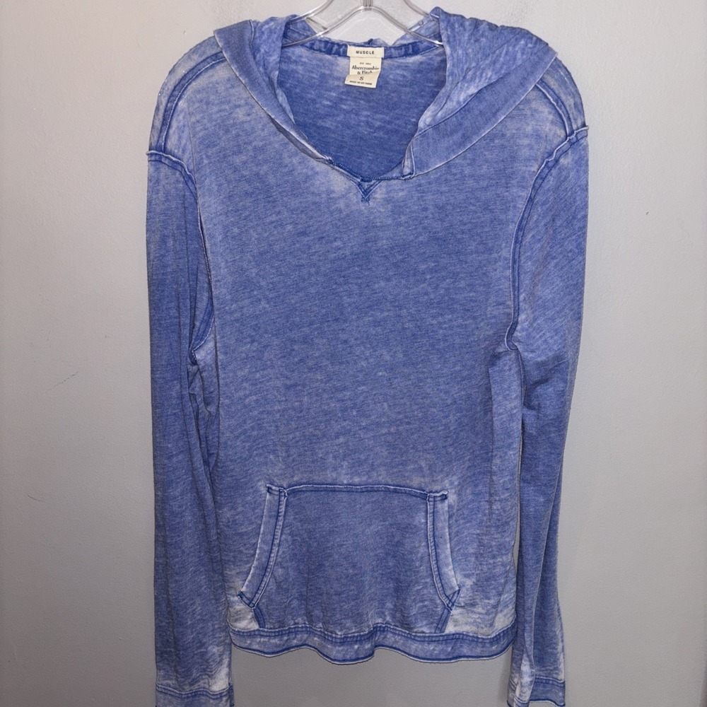 Abercrombie Fitch Muscle Blue Hoodie Lightweight Women's Size Small Acid Wash